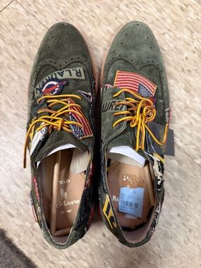 Polo by Ralph Lauren Olive Suede Loafers w Embroidery